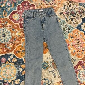 Zara High rise straight jeans in light blue
